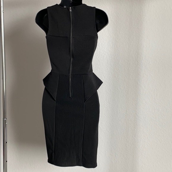 Black Peplum Pencil Dress - Picture 6 of 6